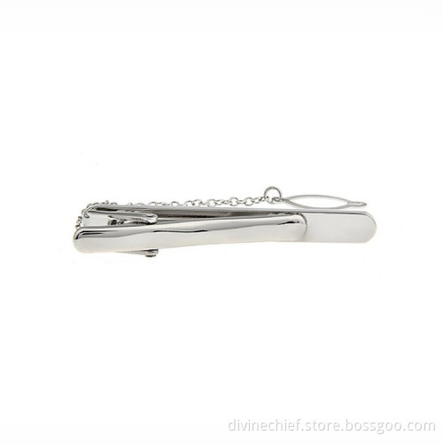 Make Custom Your Logo Fashion Men Crystal Tie Clip With Chains